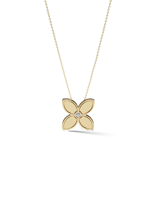 Yellow Gold Pendant with Black Enamel and Diamond