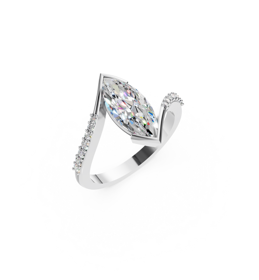 18k Yellow Gold Natural Marquise Diamond Ring | 1.3ctw Bespoke Engagement Band