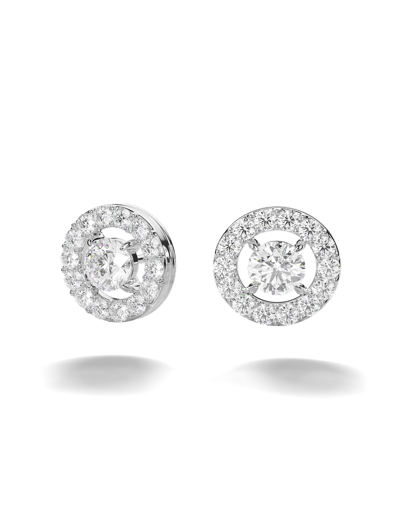 White Gold Stud Earrings with Certified Diamonds