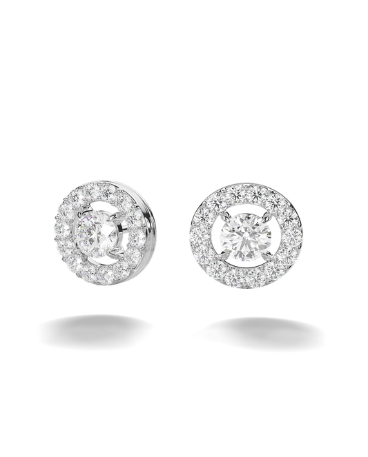 White Gold Stud Earrings with Certified Diamonds