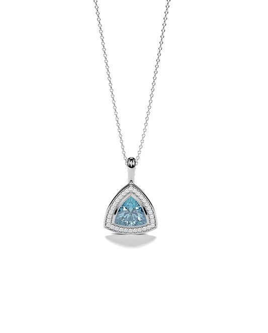 White Gold Pendant with Aquamarine and Diamonds