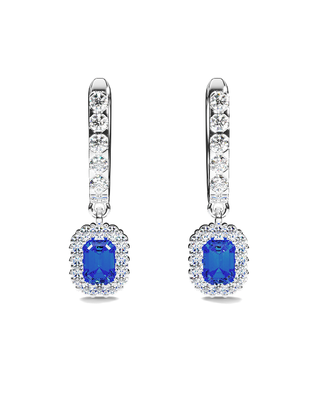 White Gold Earring with emeralds and diamonds