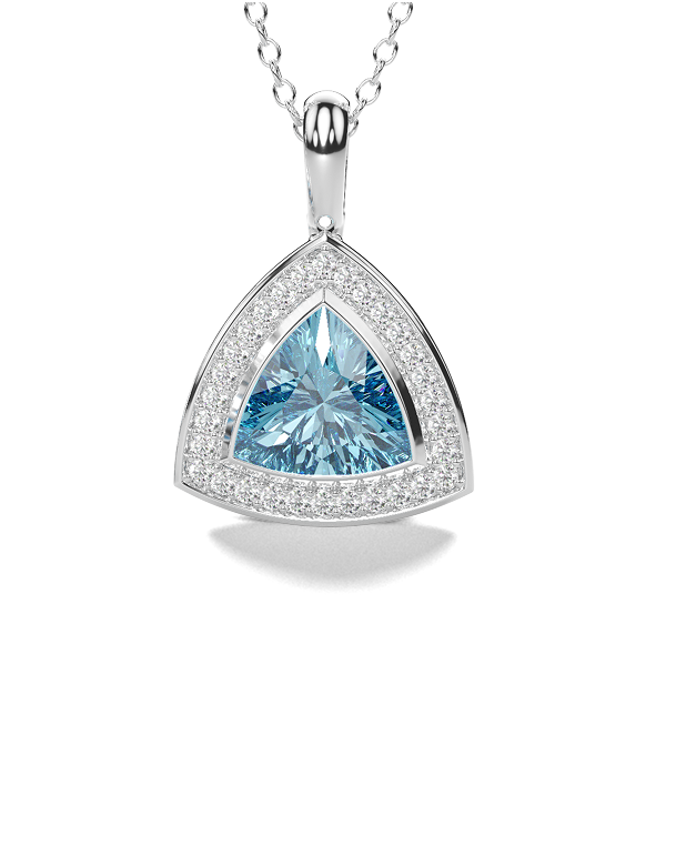 White Gold Pendant with Aquamarine and Diamonds