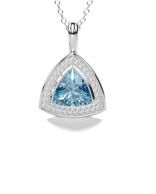 White Gold Pendant with Aquamarine and Diamonds