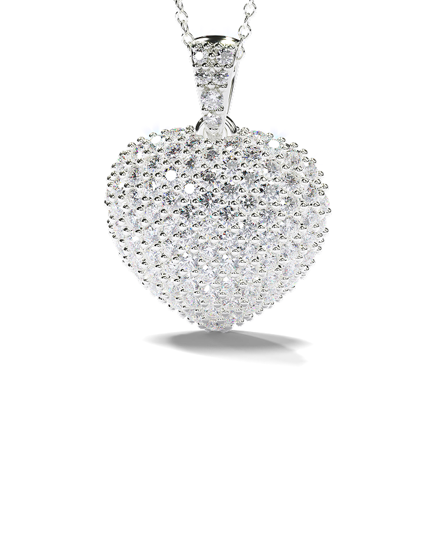 Two-Tone Heart Pendant with Yellow Diamonds