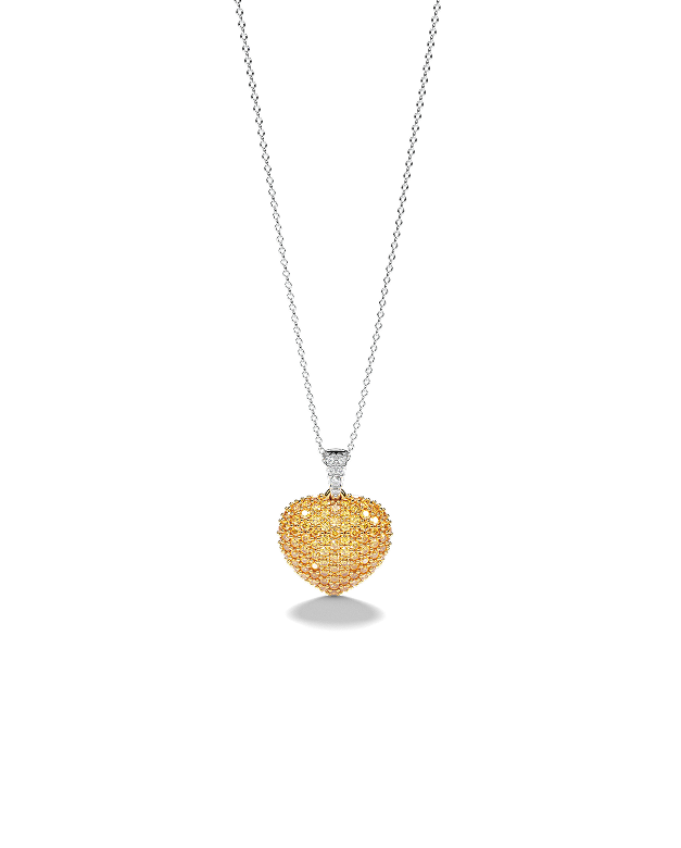 Two-Tone Heart Pendant with Yellow Diamonds