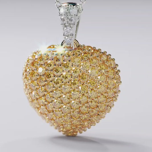 Two-Tone Heart Pendant with Yellow Diamonds