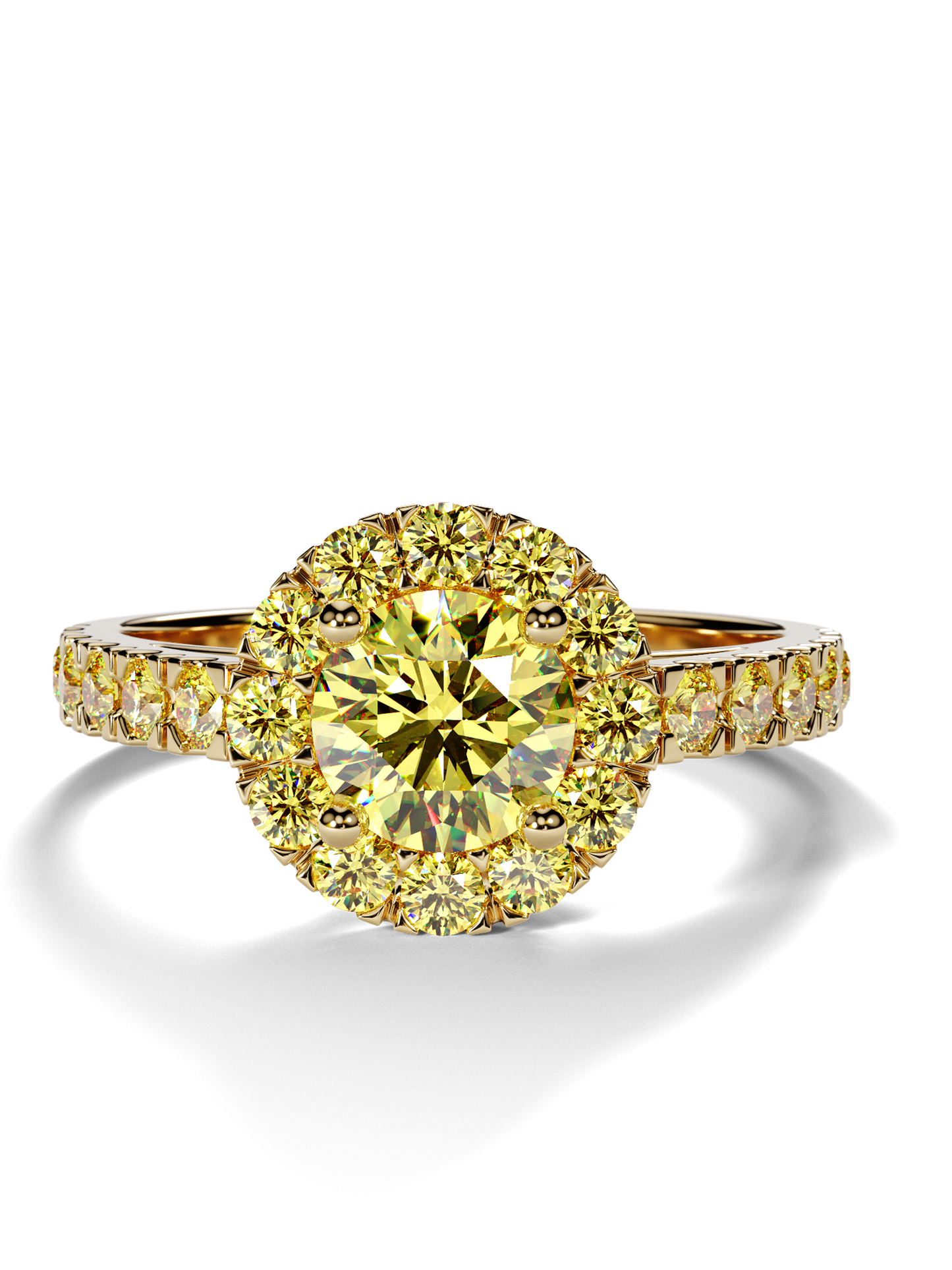 Yellow gold ring with fancy diamonds