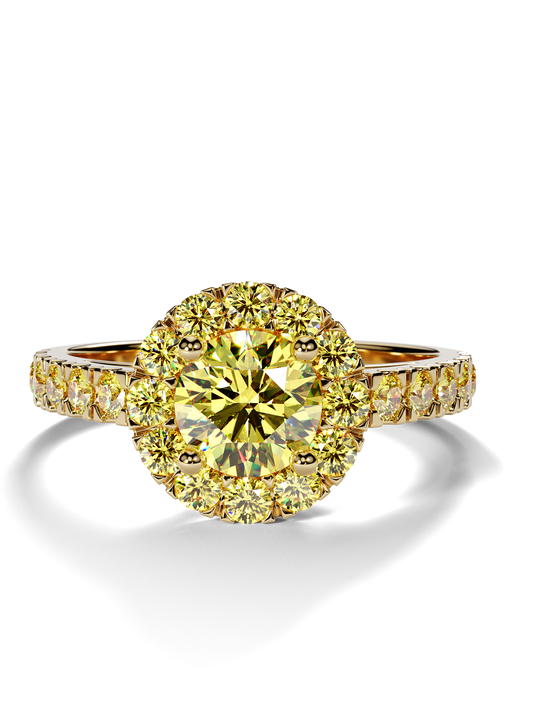 Yellow gold ring with fancy diamonds