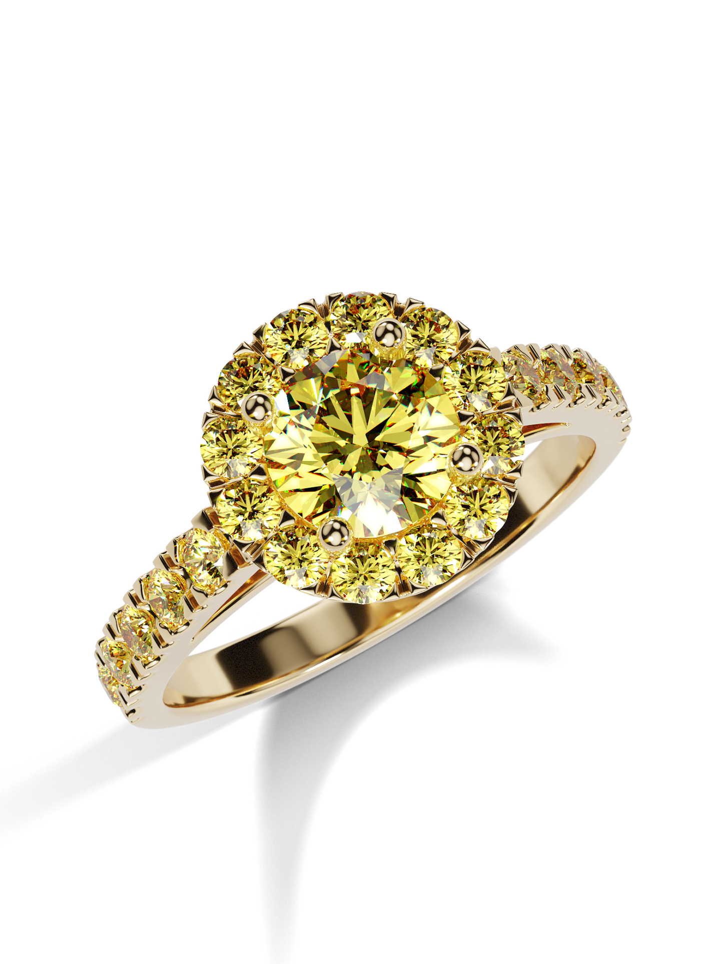 Yellow gold ring with fancy diamonds