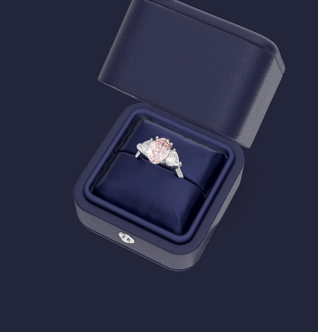 Pink Diamond Engagement ring in blue box