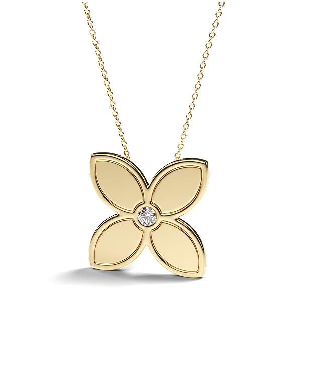 Yellow Gold Pendant with Black Enamel and Diamond