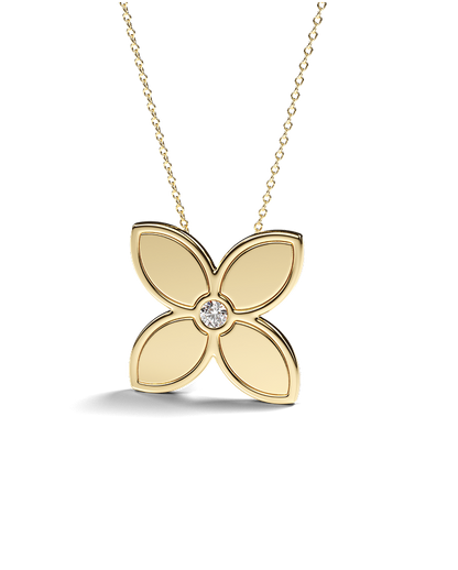 Yellow Gold Pendant with Black Enamel and Diamond