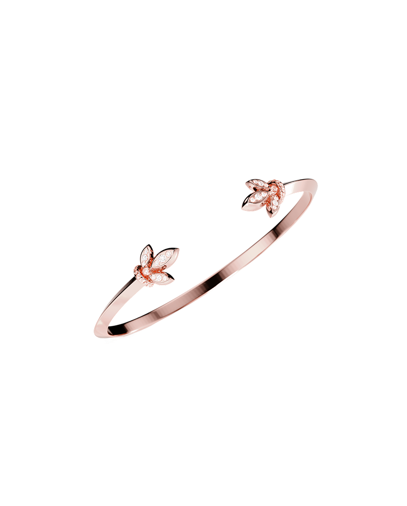 Petal-Design Diamond Accent Gold Bangle