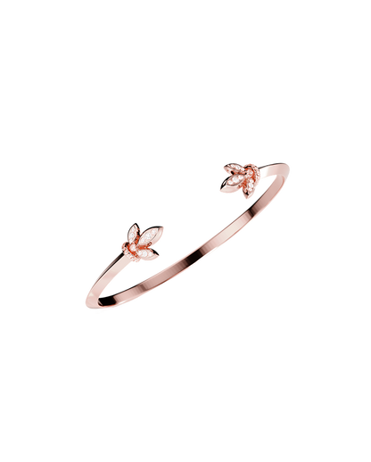 Petal-Design Diamond Accent Gold Bangle