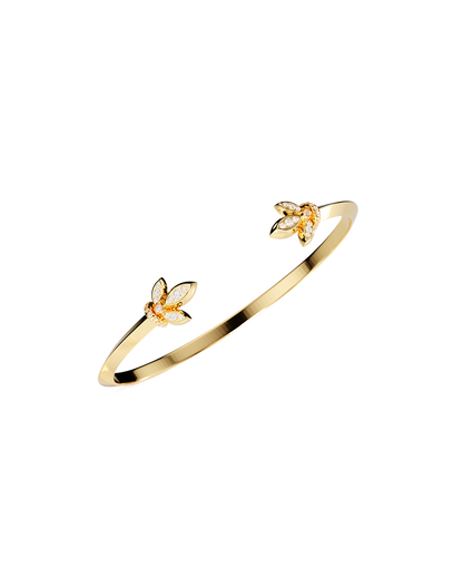 Petal-Design Diamond Accent Gold Bangle