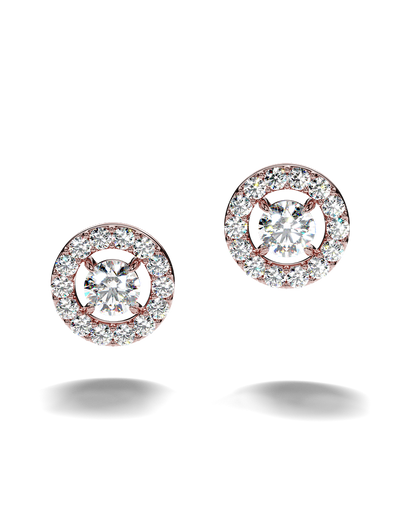 White Gold Stud Earrings with Certified Diamonds