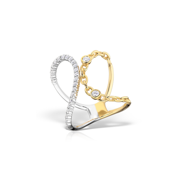 14kt White and Yellow Gold The Harmony Mixed-Link Statement Ring
