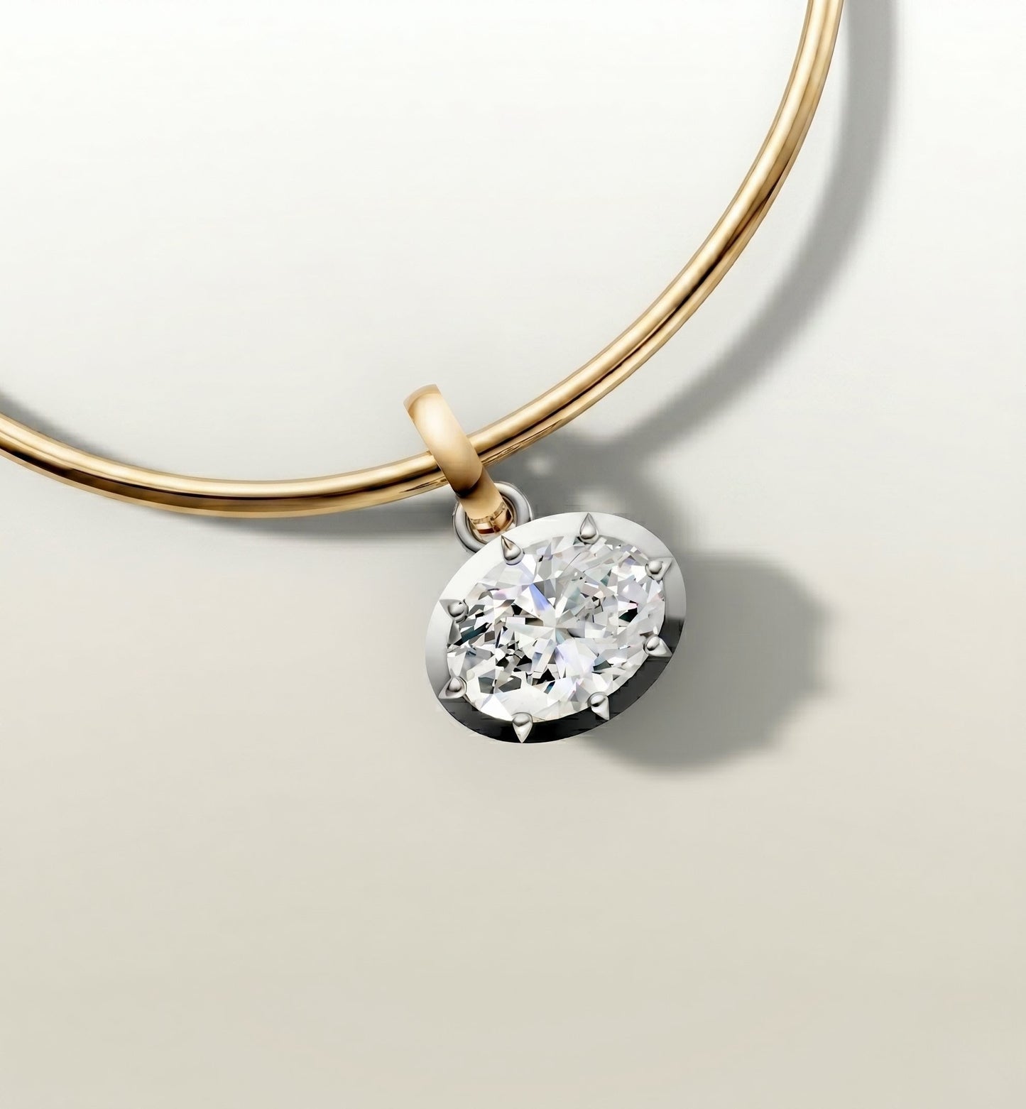 18k White Gold Natural Oval Diamond Solitaire Pendant Necklace 3.8ct | GIA Certified