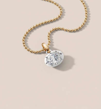 18k White Gold Natural Oval Diamond Solitaire Pendant Necklace 3.8ct | GIA Certified