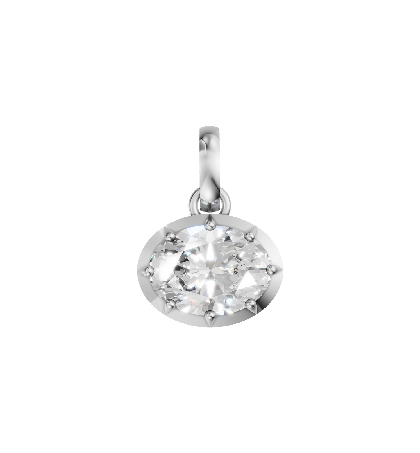 18k White Gold Natural Oval Diamond Solitaire Pendant Necklace 3.8ct | GIA Certified