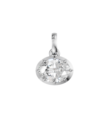18k White Gold Natural Oval Diamond Solitaire Pendant Necklace 3.8ct | GIA Certified