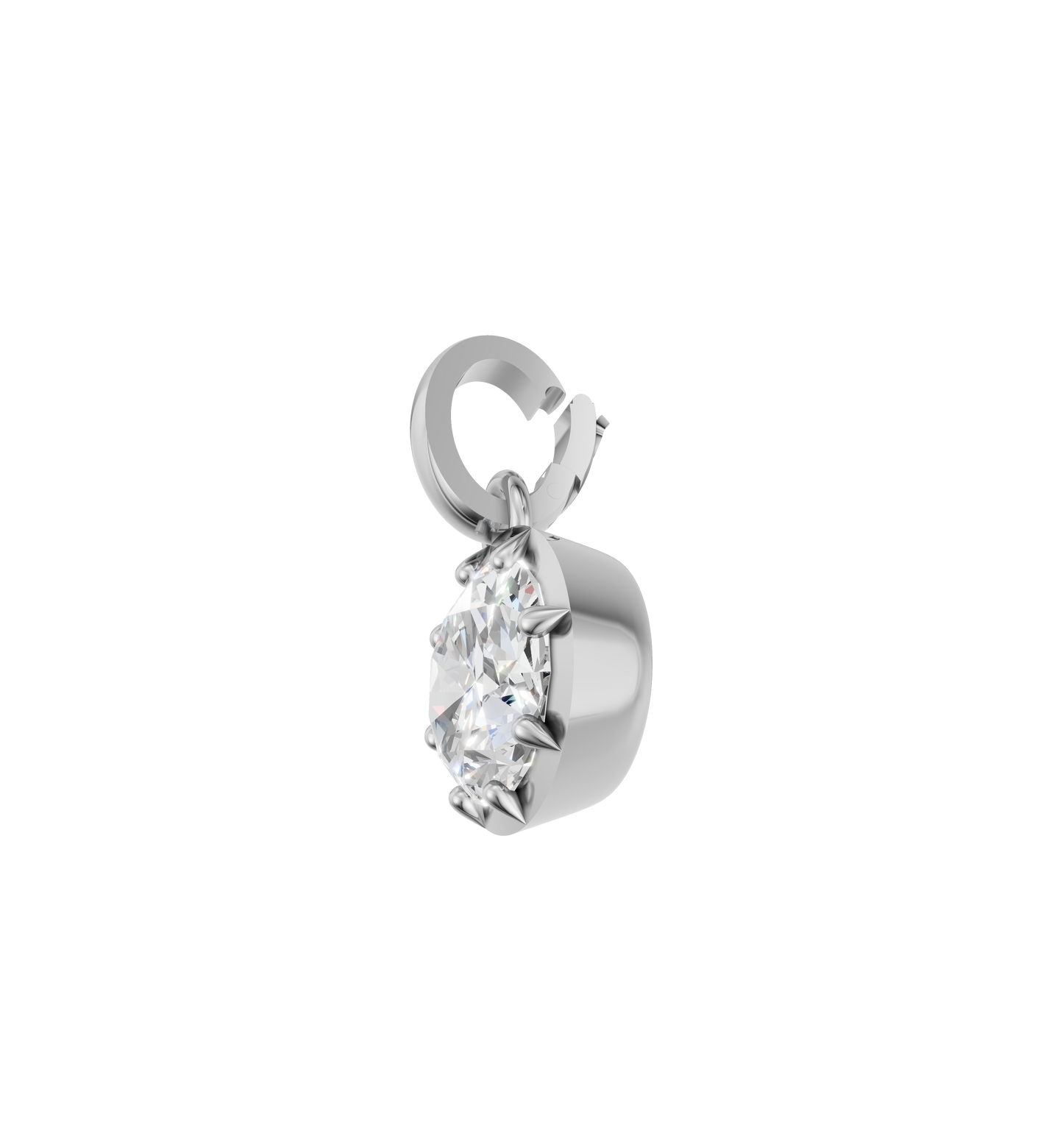 18k White Gold Natural Oval Diamond Solitaire Pendant Necklace 3.8ct | GIA Certified