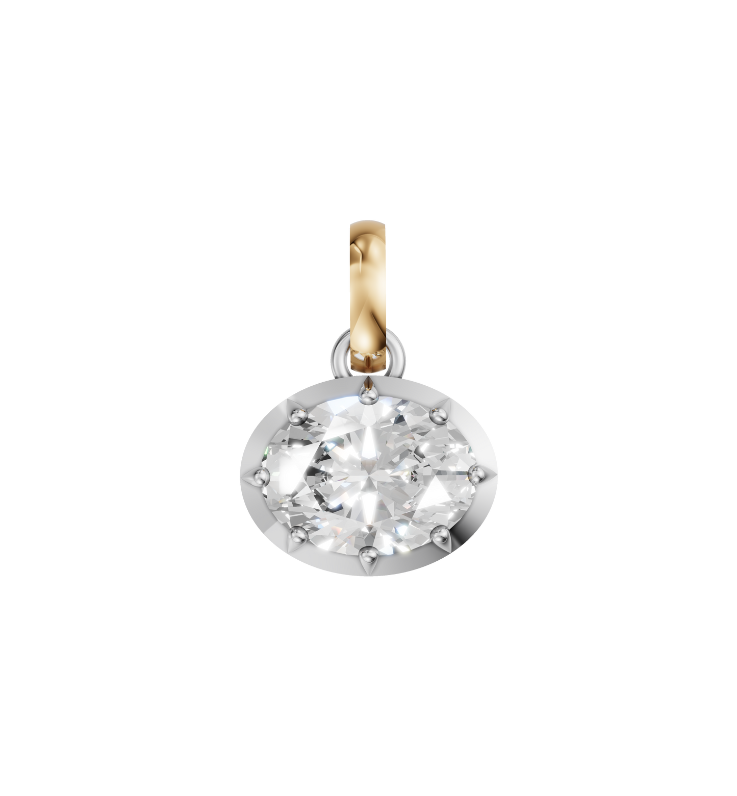 18k White Gold Natural Oval Diamond Solitaire Pendant Necklace 3.8ct | GIA Certified
