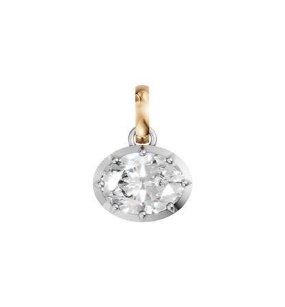 18k White Gold Natural Oval Diamond Solitaire Pendant Necklace 3.8ct | GIA Certified