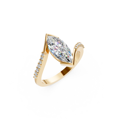 18k Yellow Gold Natural Marquise Diamond Ring | 1.3ctw Bespoke Engagement Band