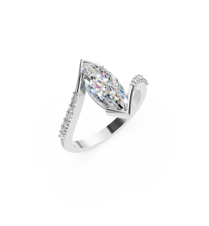 18k Yellow Gold Natural Marquise Diamond Ring | 1.3ctw Bespoke Engagement Band
