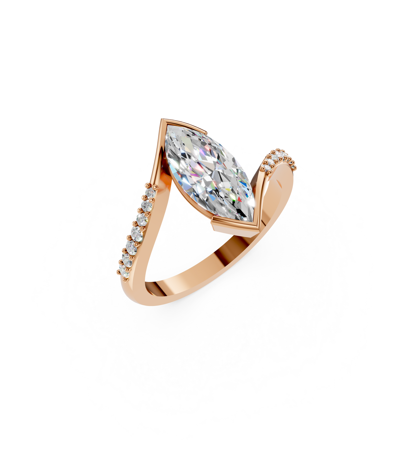18k Yellow Gold Natural Marquise Diamond Ring | 1.3ctw Bespoke Engagement Band