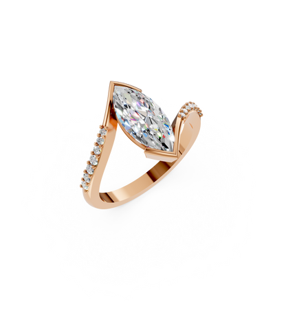 18k Yellow Gold Natural Marquise Diamond Ring | 1.3ctw Bespoke Engagement Band