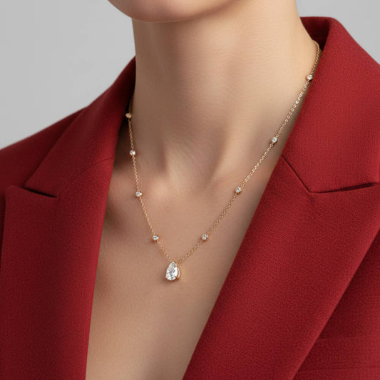 The Pear Brilliance Droplet: 1.50ct Diamond Necklace in 18kt Gold