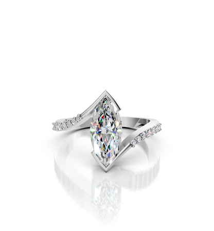 18k Yellow Gold Natural Marquise Diamond Ring | 1.3ctw Bespoke Engagement Band