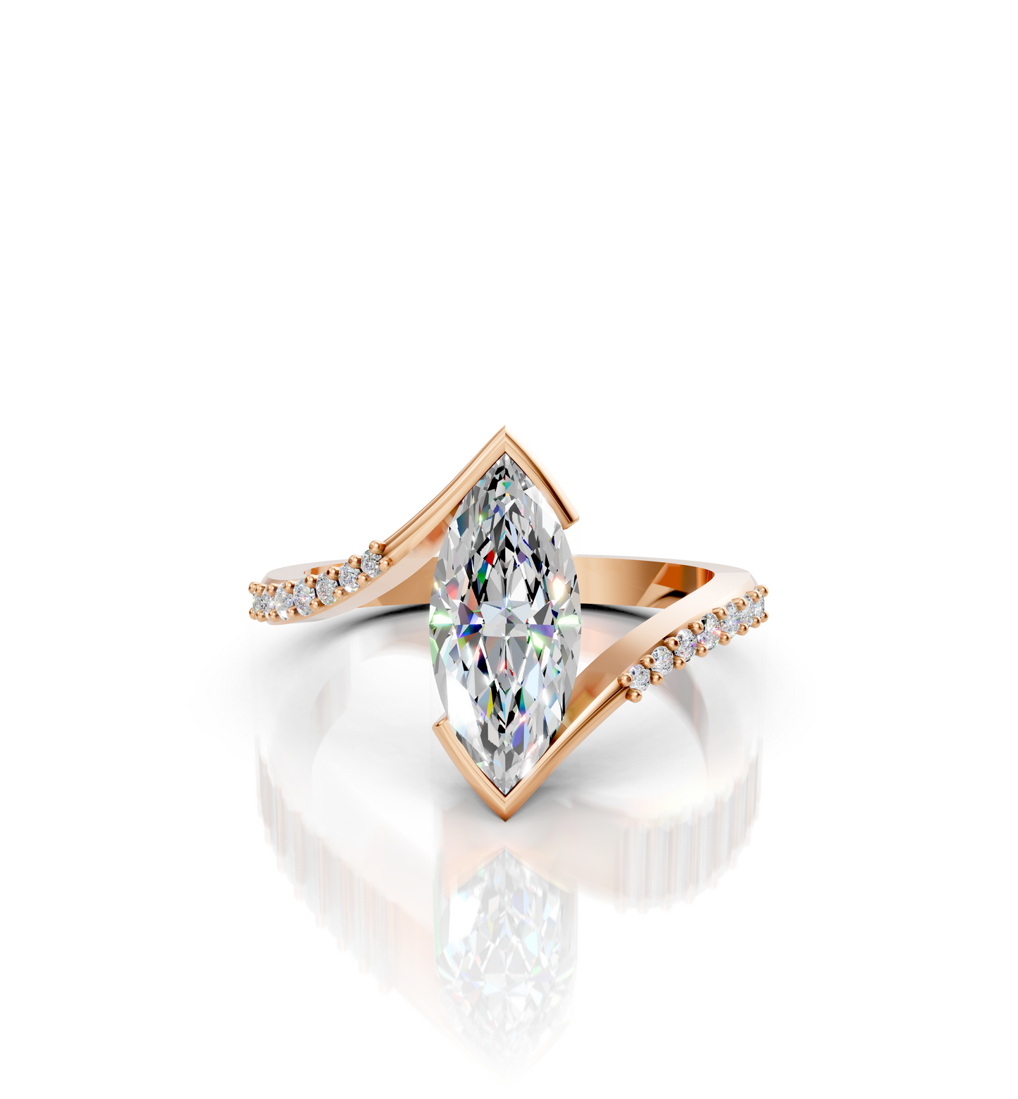 18k Yellow Gold Natural Marquise Diamond Ring | 1.3ctw Bespoke Engagement Band