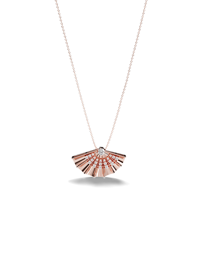 Yellow Gold Fan-shaped pendant with diamonds