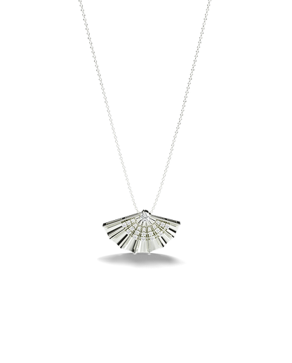 Yellow Gold Fan-shaped pendant with diamonds