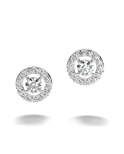 White Gold Stud Earrings with Certified Diamonds