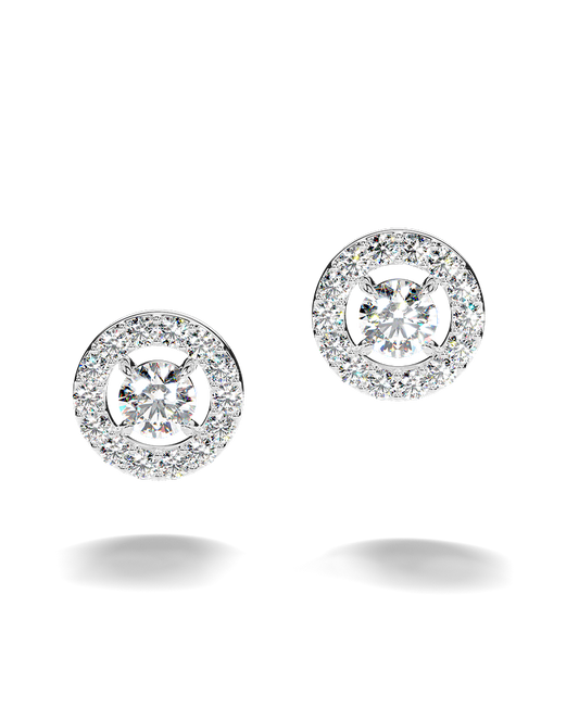 White Gold Stud Earrings with Certified Diamonds