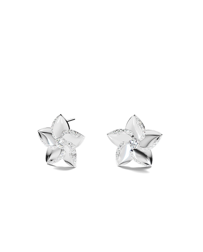 White Gold Floral Earrings with Diamonds