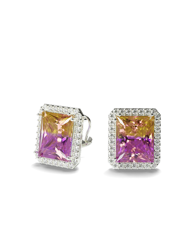 White Gold Earrings with Ametrine and Diamonds