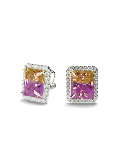 White Gold Earrings with Ametrine and Diamonds