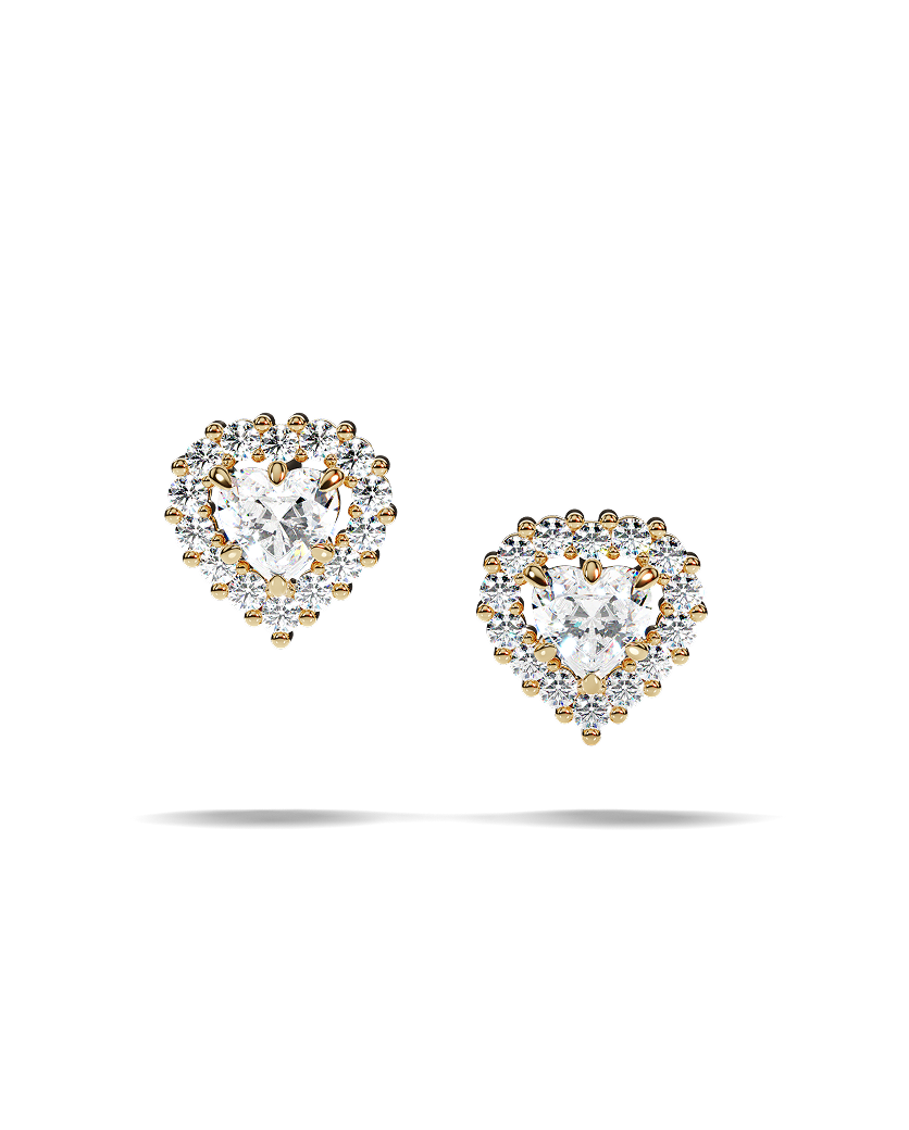 White Gold Heart-Shaped Earrings with Fancy Yellow Diamonds