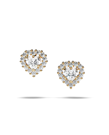 White Gold Heart-Shaped Earrings with Fancy Yellow Diamonds