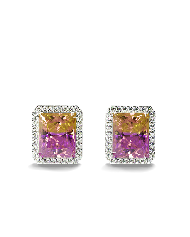 White Gold Earrings with Ametrine and Diamonds