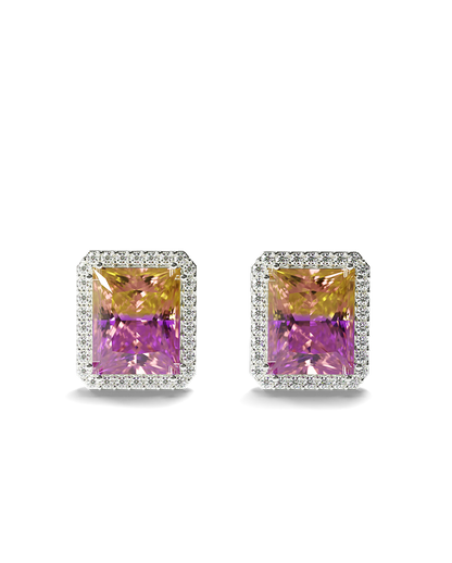 White Gold Earrings with Ametrine and Diamonds