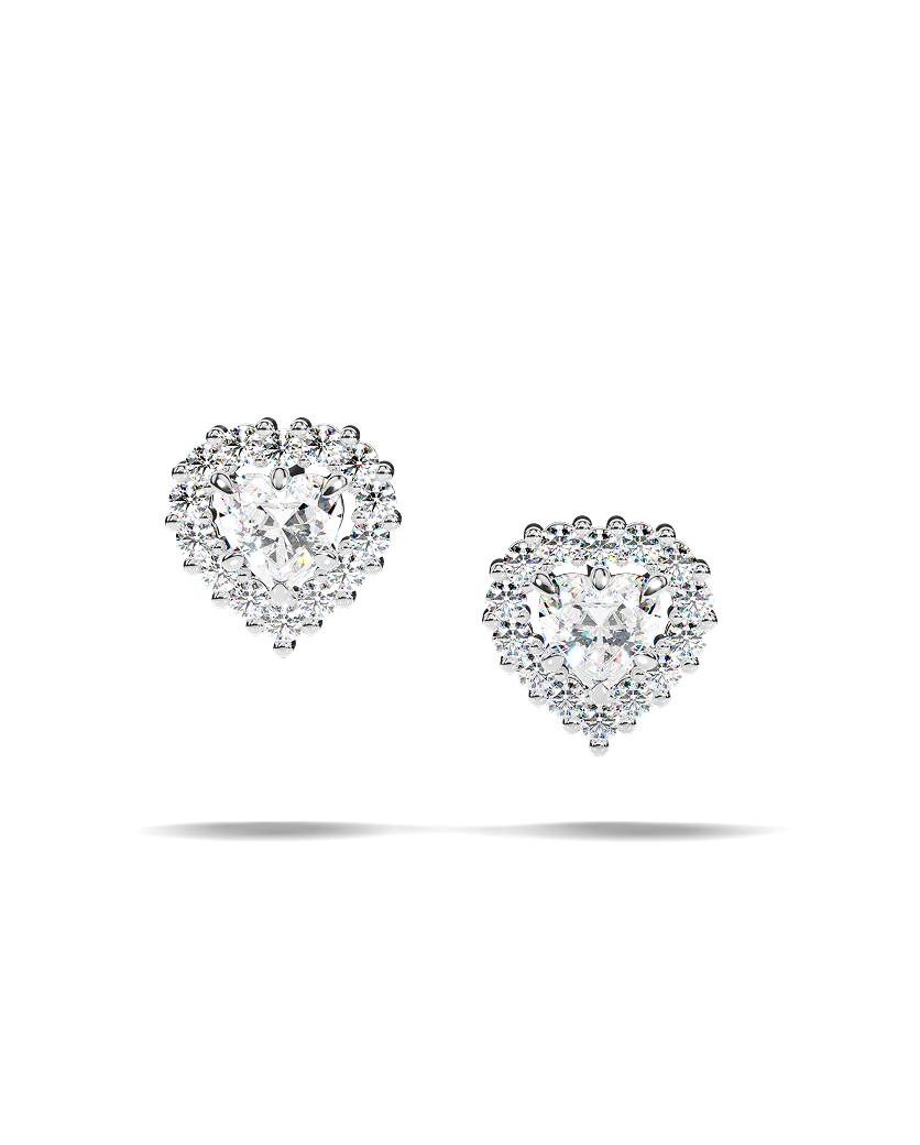 White Gold Heart-Shaped Earrings with Fancy Yellow Diamonds