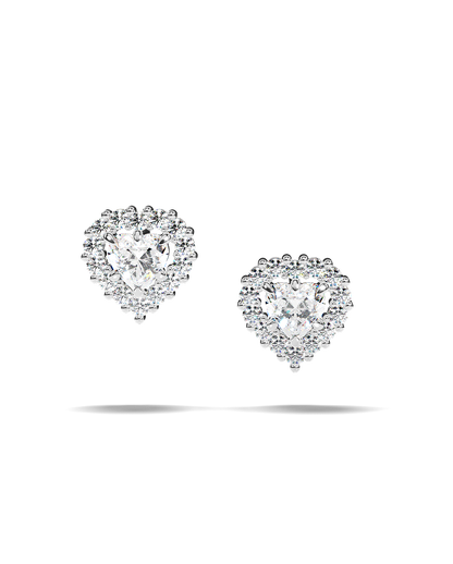 White Gold Heart-Shaped Earrings with Fancy Yellow Diamonds