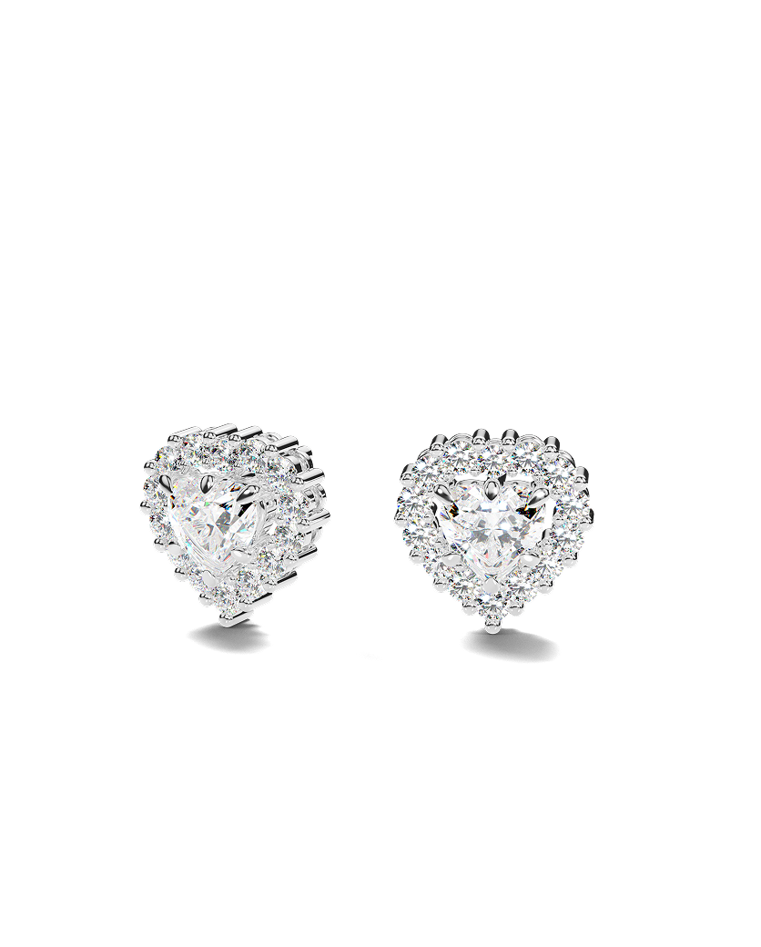 White Gold Heart-Shaped Earrings with Fancy Yellow Diamonds